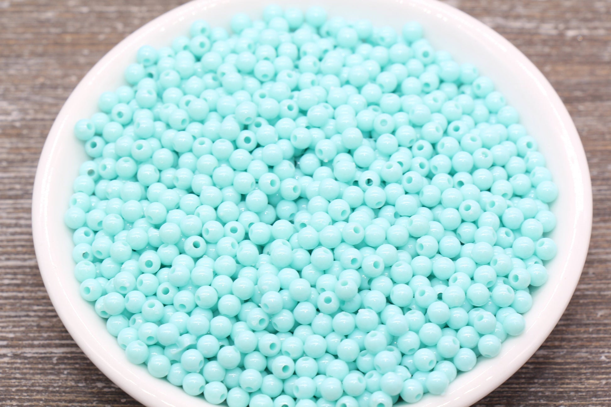 4mm Blue Round Beads, Acrylic Gumball Beads, Blue Round Spacer Beads, Bubblegum Beads, Plastic Round Smooth Bead #310