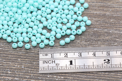 4mm Blue Round Beads, Acrylic Gumball Beads, Blue Round Spacer Beads, Bubblegum Beads, Plastic Round Smooth Bead #310