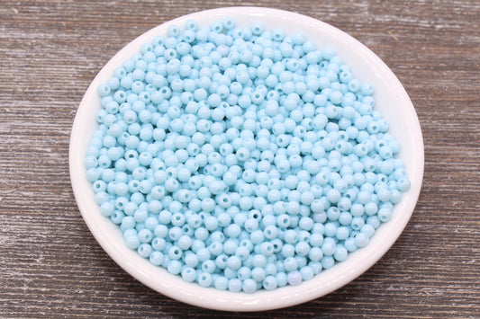 4mm Baby Blue Round Beads, Acrylic Gumball Beads, Blue Round Spacer Beads, Bubblegum Beads, Plastic Round Smooth Bead #1321