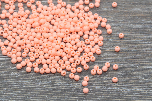 4mm Light Orange Round Beads, Acrylic Gumball Beads, Round Spacer Beads, Bubblegum Beads, Plastic Round Smooth Bead, Bracelet Beads #3124