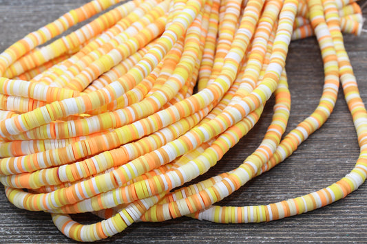 6mm Multicolored Polymer Clay Disc Beads, Mixed Color Heishi Beads, African Disc Beads, Vinyl Heishi, 16 inch Strand #433
