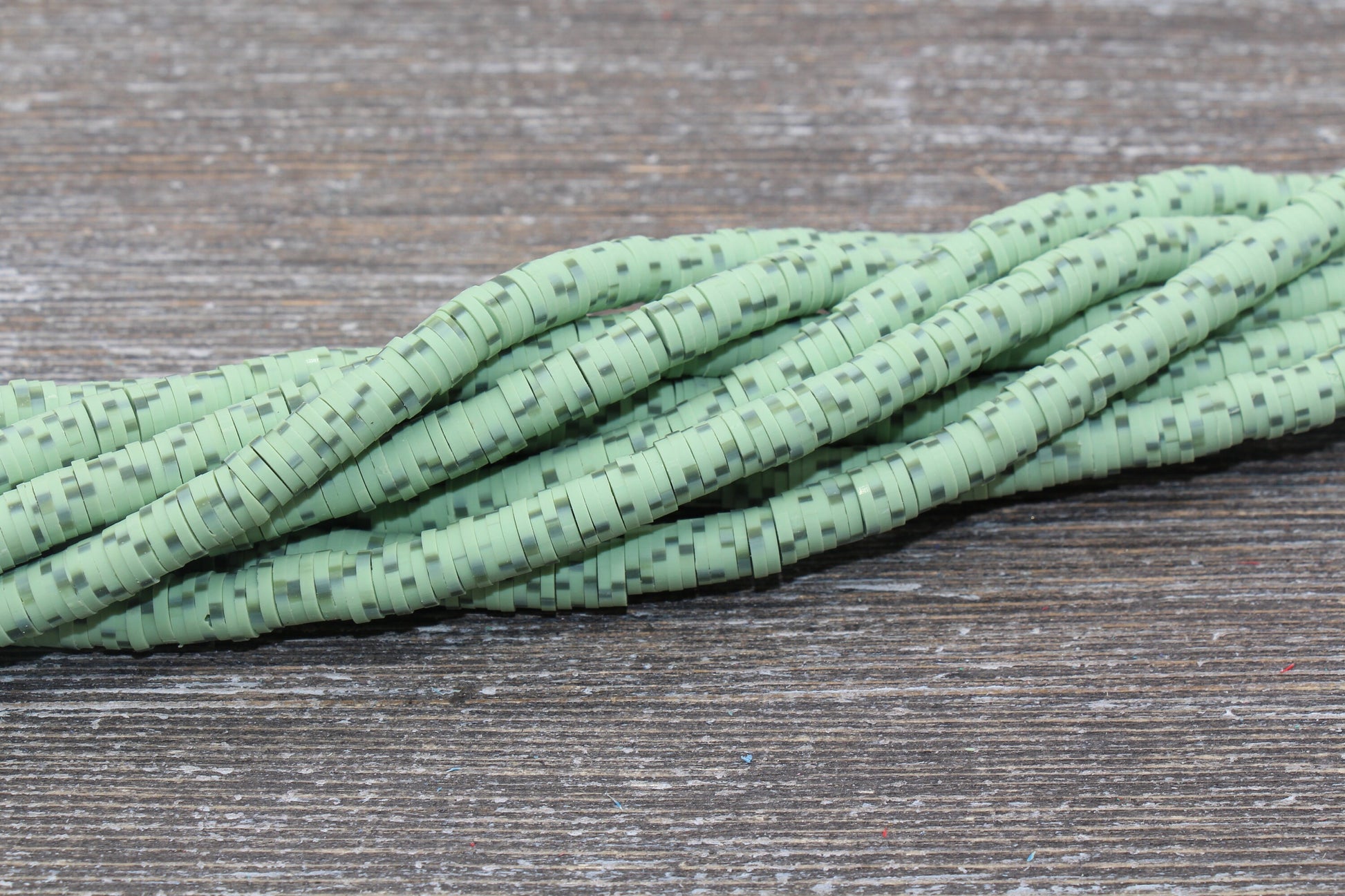 6mm Green Speckled Heishi Beads, Mix Color Polymer Clay Disc Beads, African Disc Beads, Vinyl Heishi, 16 inch Strand #43