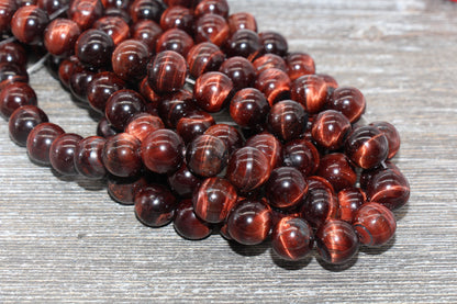 10mm Red Tiger Eye Beads, Tiger Eye Round Stone Beads, Gemstone Round Beads, Full Strand 15.5 inch #167