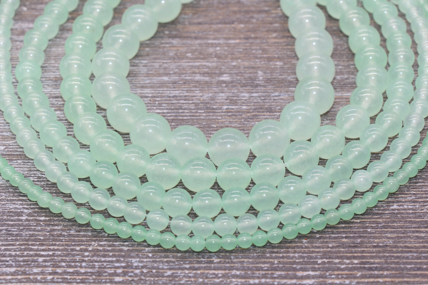 Pastel Sea Green Jade Beads, Smooth Gemstone Round Loose Beads, Sizes 4mm 6mm 8mm 10mm 12mm, Full Strand 15.5" #195