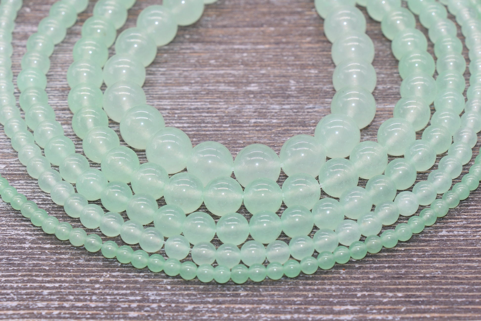 Pastel Sea Green Jade Beads, Smooth Gemstone Round Loose Beads, Sizes 4mm 6mm 8mm 10mm 12mm, Full Strand 15.5" #195