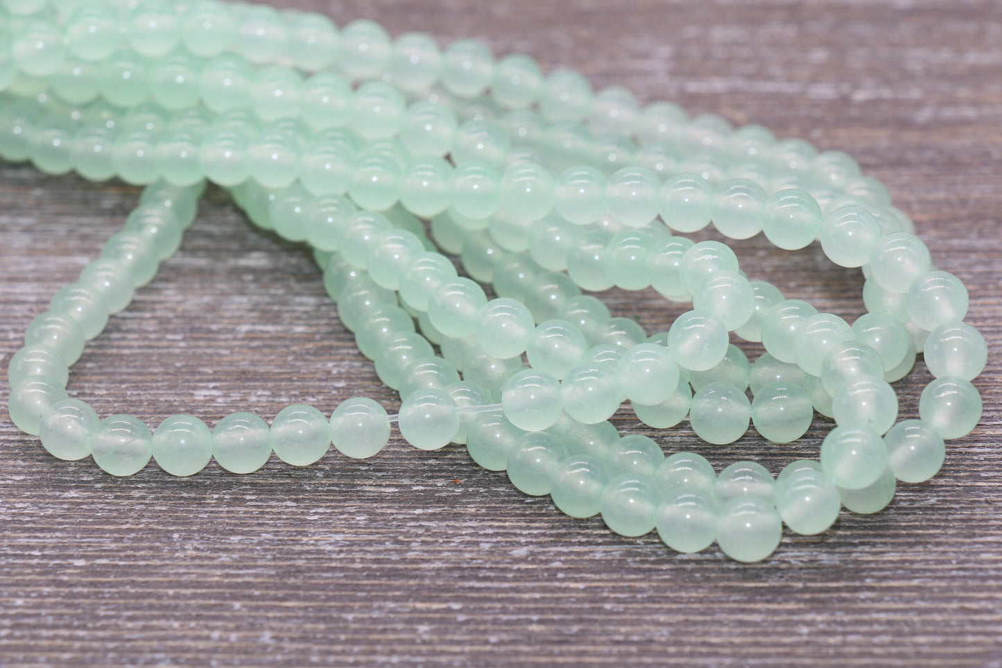 Pastel Sea Green Jade Beads, Smooth Gemstone Round Loose Beads, Sizes 4mm 6mm 8mm 10mm 12mm, Full Strand 15.5" #195