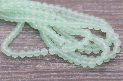 Pastel Sea Green Jade Beads, Smooth Gemstone Round Loose Beads, Sizes 4mm 6mm 8mm 10mm 12mm, Full Strand 15.5" #195