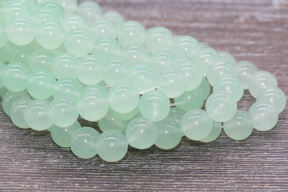 Pastel Sea Green Jade Beads, Smooth Gemstone Round Loose Beads, Sizes 4mm 6mm 8mm 10mm 12mm, Full Strand 15.5" #195