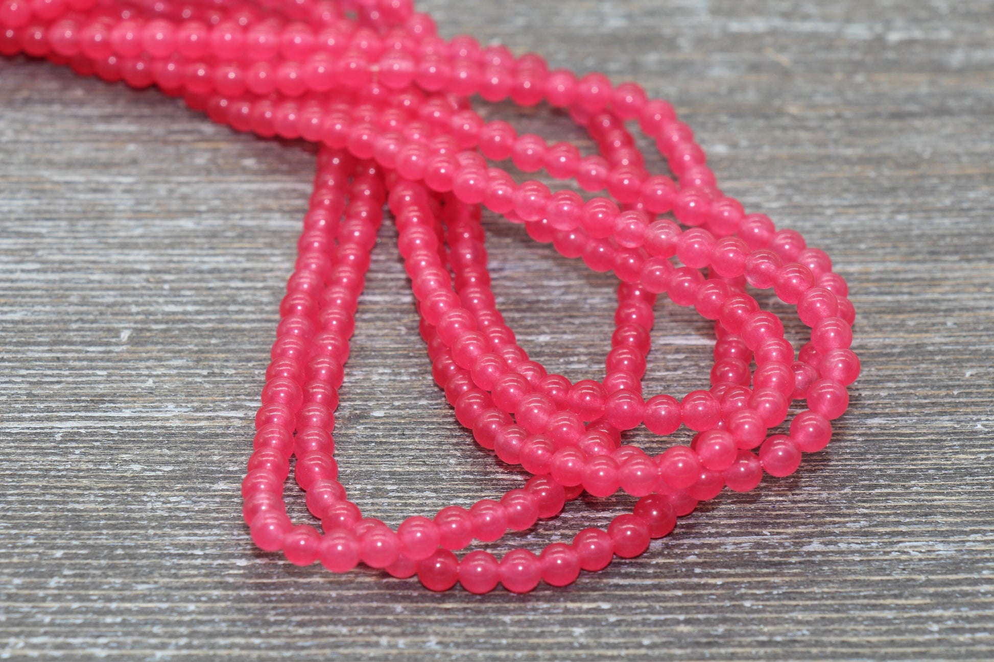 Pink Jade Beads, Smooth Gemstone Round Loose Beads, Sizes 4mm 6mm 8mm 10mm 12mm, Full Strand 15.5" #200