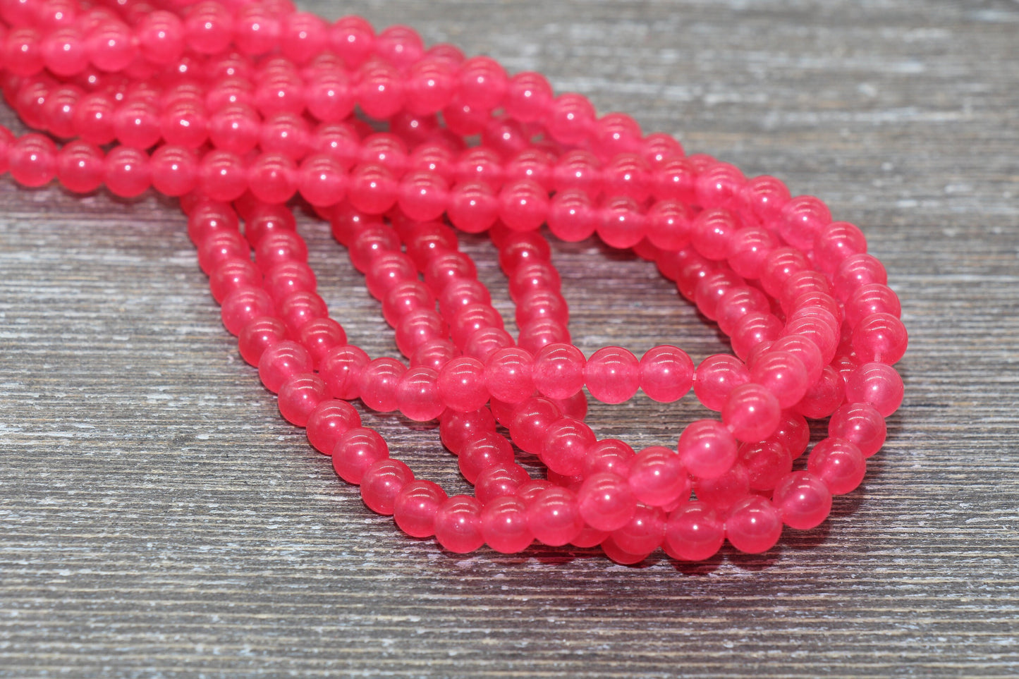 Pink Jade Beads, Smooth Gemstone Round Loose Beads, Sizes 4mm 6mm 8mm 10mm 12mm, Full Strand 15.5" #200