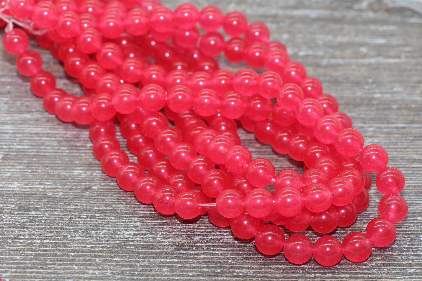 Pink Jade Beads, Smooth Gemstone Round Loose Beads, Sizes 4mm 6mm 8mm 10mm 12mm, Full Strand 15.5" #200