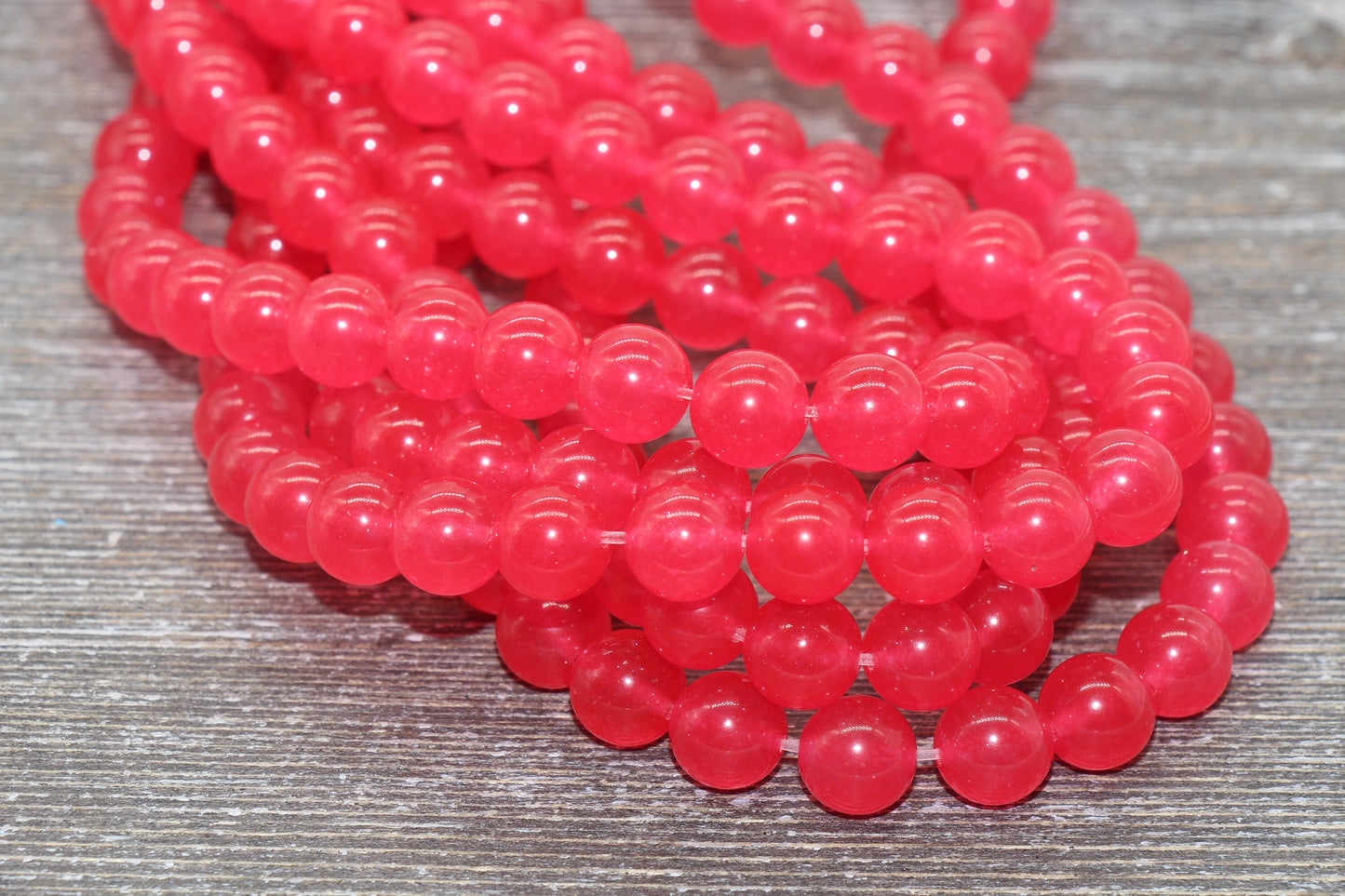 Pink Jade Beads, Smooth Gemstone Round Loose Beads, Sizes 4mm 6mm 8mm 10mm 12mm, Full Strand 15.5" #200