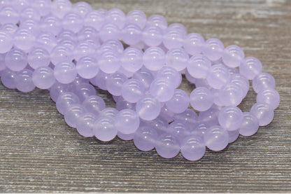 light Purple Jade Beads, Smooth Gemstone Round Loose Beads, Sizes 4mm 6mm 8mm 10mm 12mm, Full Strand 15.5" #203