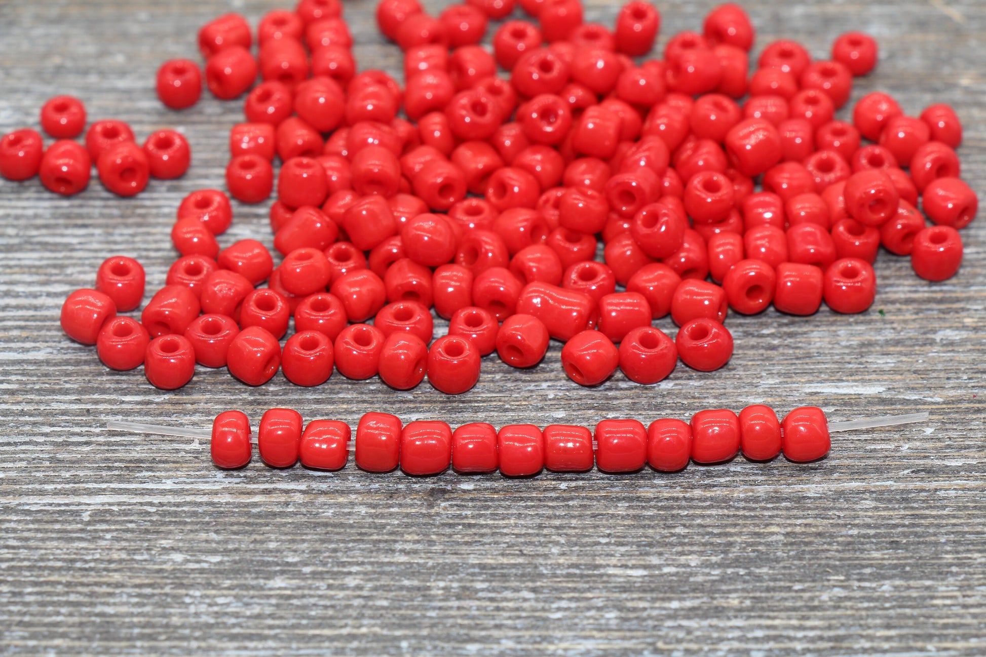 5mm Red Glass Seed Beads, 3/0 Red Opaque Czech Seed Beads, Rocailles Beads, Bead Bracelet, Beading Supplies #1416