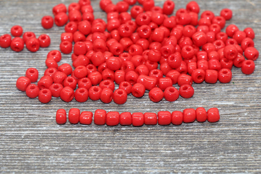 5mm Red Glass Seed Beads, 3/0 Red Opaque Czech Seed Beads, Rocailles Beads, Bead Bracelet, Beading Supplies #1416