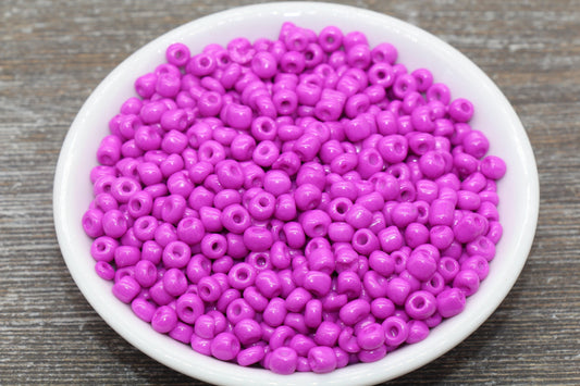 5mm Fuchsia Glass Seed Beads, Size 3/0 Fuchsia Opaque Czech Seed Beads, Rocailles Beads, Bead Bracelet, Beading Supplies #1423