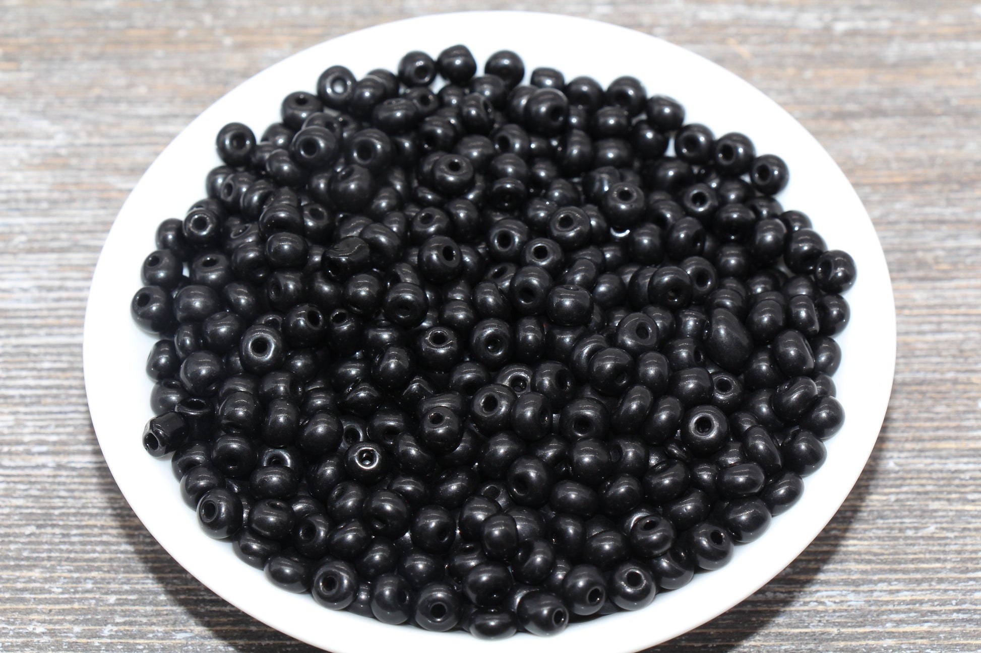 5mm Black Glass Seed Beads, Size 3/0 Black Opaque Czech Seed Beads, Rocailles Beads, Bead Bracelet, Beading Supplies #1424