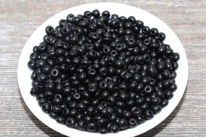 5mm Black Glass Seed Beads, Size 3/0 Black Opaque Czech Seed Beads, Rocailles Beads, Bead Bracelet, Beading Supplies #1424