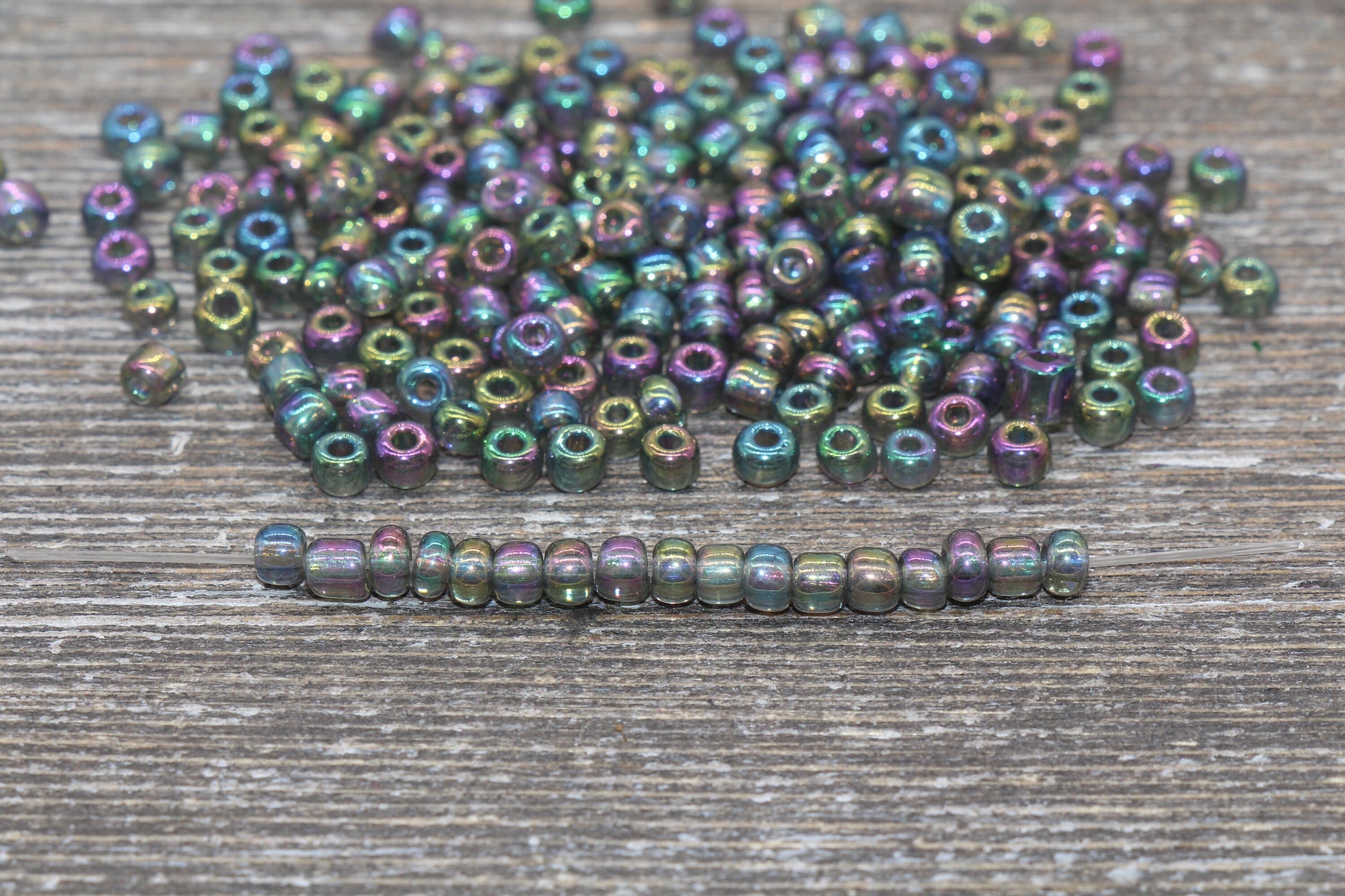 Rainbow Transparent AB Glass Seed Beads, 4mm 6/0 Glass Round Beads, Rainbow Trans Seed Beads, Rocailles Beads, Beading Supplies #1442