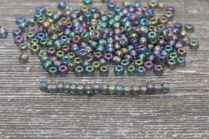 Rainbow Transparent AB Glass Seed Beads, 4mm 6/0 Glass Round Beads, Rainbow Trans Seed Beads, Rocailles Beads, Beading Supplies #1442