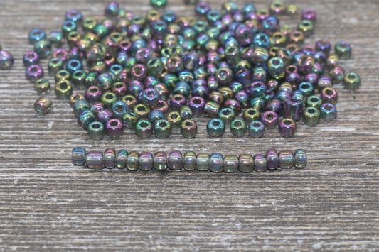 Rainbow Transparent AB Glass Seed Beads, 4mm 6/0 Glass Round Beads, Rainbow Trans Seed Beads, Rocailles Beads, Beading Supplies #1442