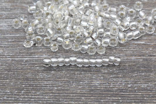 5mm Transparent Glass Beads with Silver Lined, 4mm 6/0 Glass Round Beads, Gold Trans Seed Beads, Rocailles Beads, Beading Supplies #1445