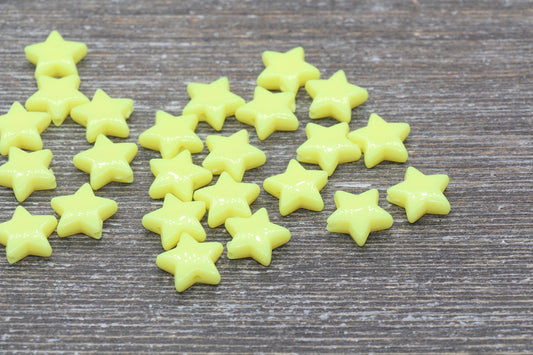 Yellow Star Beads, Yellow Acrylic Star Beads, Plastic Star Beads #1481