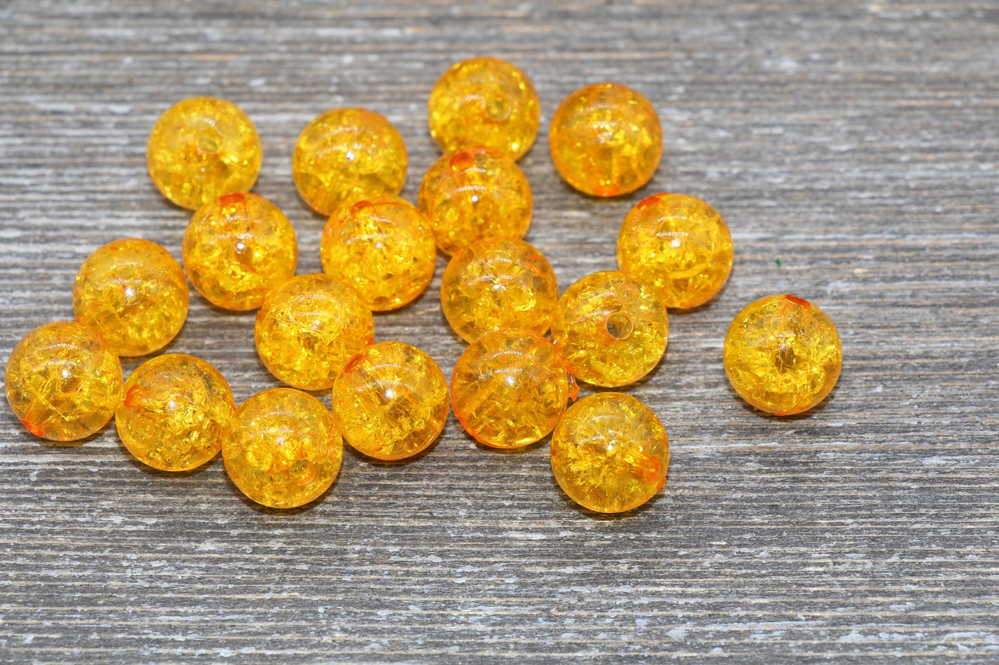 12mm Orange Crackle Gumball Beads, Acrylic Crackle Loose Beads, Bubblegum Beads, Chunky Beads, Smooth Round Plastic Beads #1510