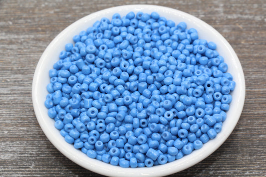 Glass Seed Beads, 4mm 6/0 Glass Round Seed Beads, Glass Faded Blue Opaque Seed Beads, Rocailles Beads, Beading Supplies #1550