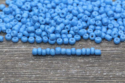 Glass Seed Beads, 4mm 6/0 Glass Round Seed Beads, Glass Faded Blue Opaque Seed Beads, Rocailles Beads, Beading Supplies #1550