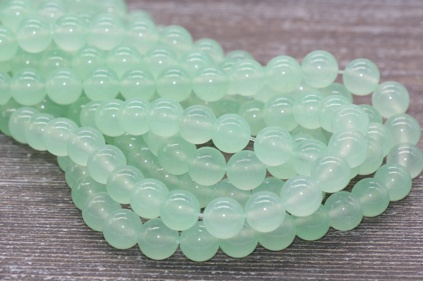 Pastel Sea Green Jade Beads, Smooth Gemstone Round Loose Beads, Sizes 4mm 6mm 8mm 10mm 12mm, Full Strand 15.5" #195