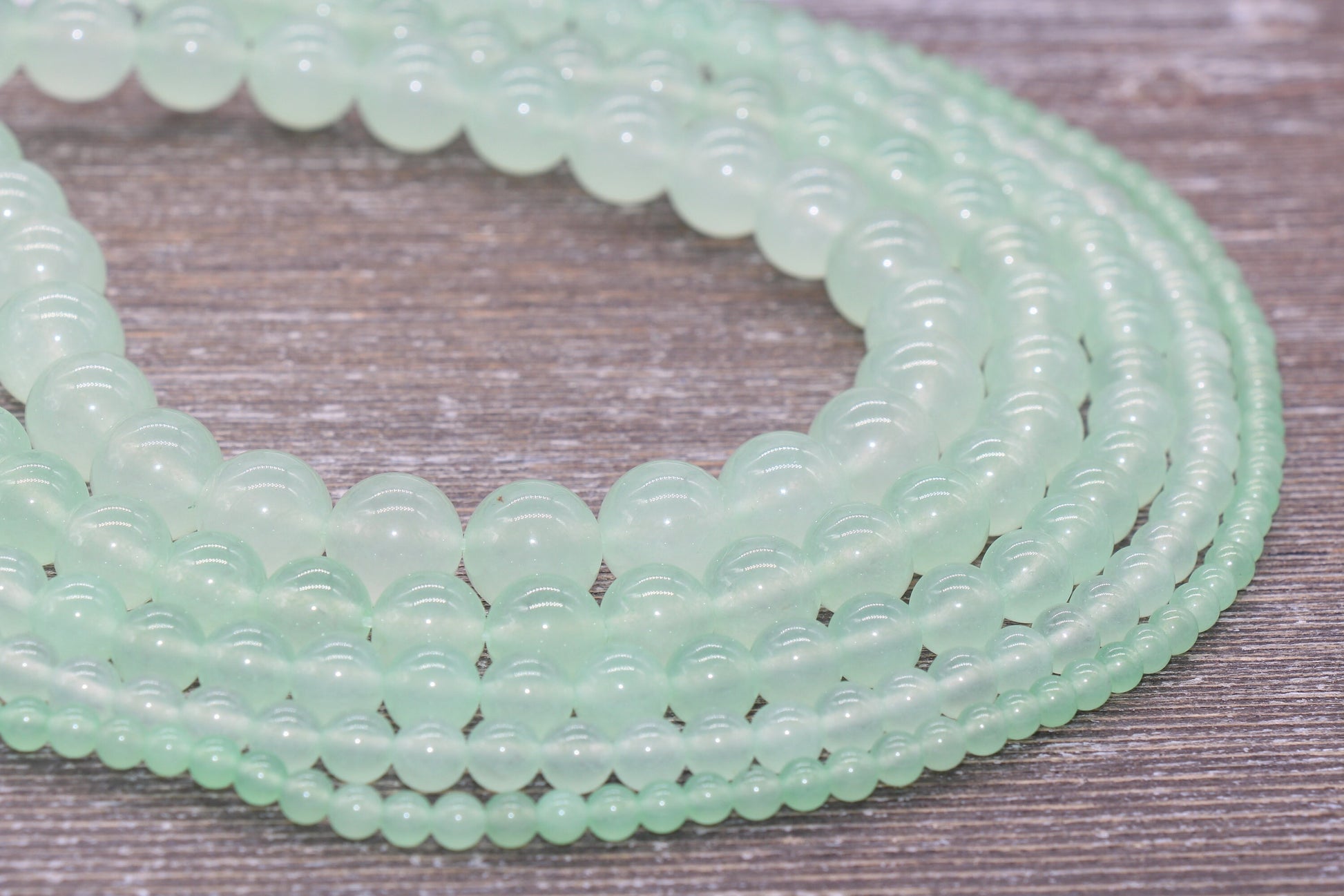 Pastel Sea Green Jade Beads, Smooth Gemstone Round Loose Beads, Sizes 4mm 6mm 8mm 10mm 12mm, Full Strand 15.5" #195