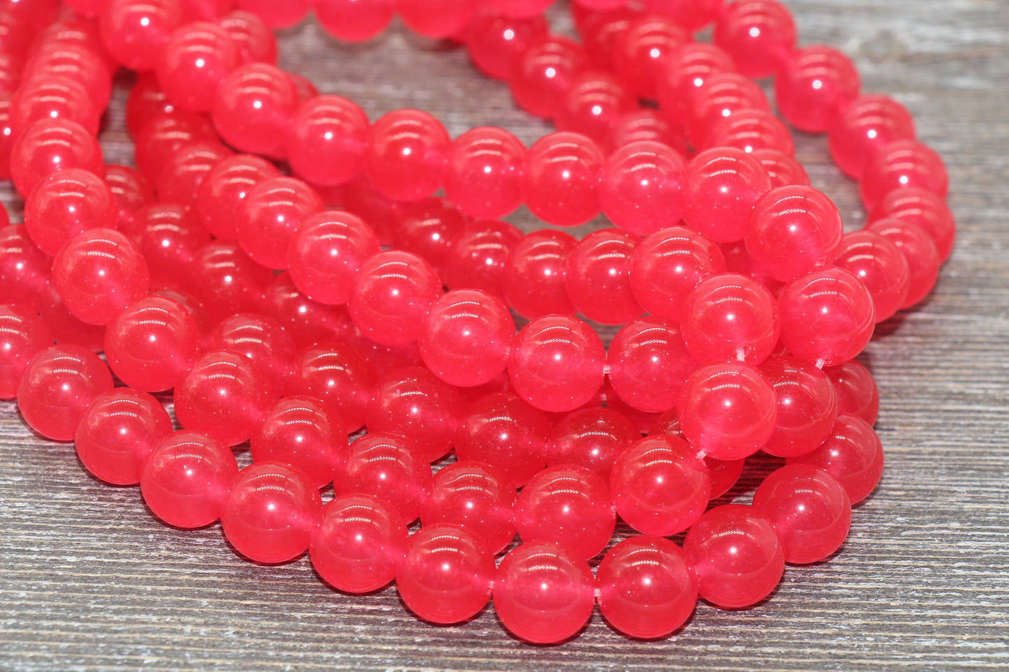 Pink Jade Beads, Smooth Gemstone Round Loose Beads, Sizes 4mm 6mm 8mm 10mm 12mm, Full Strand 15.5" #200