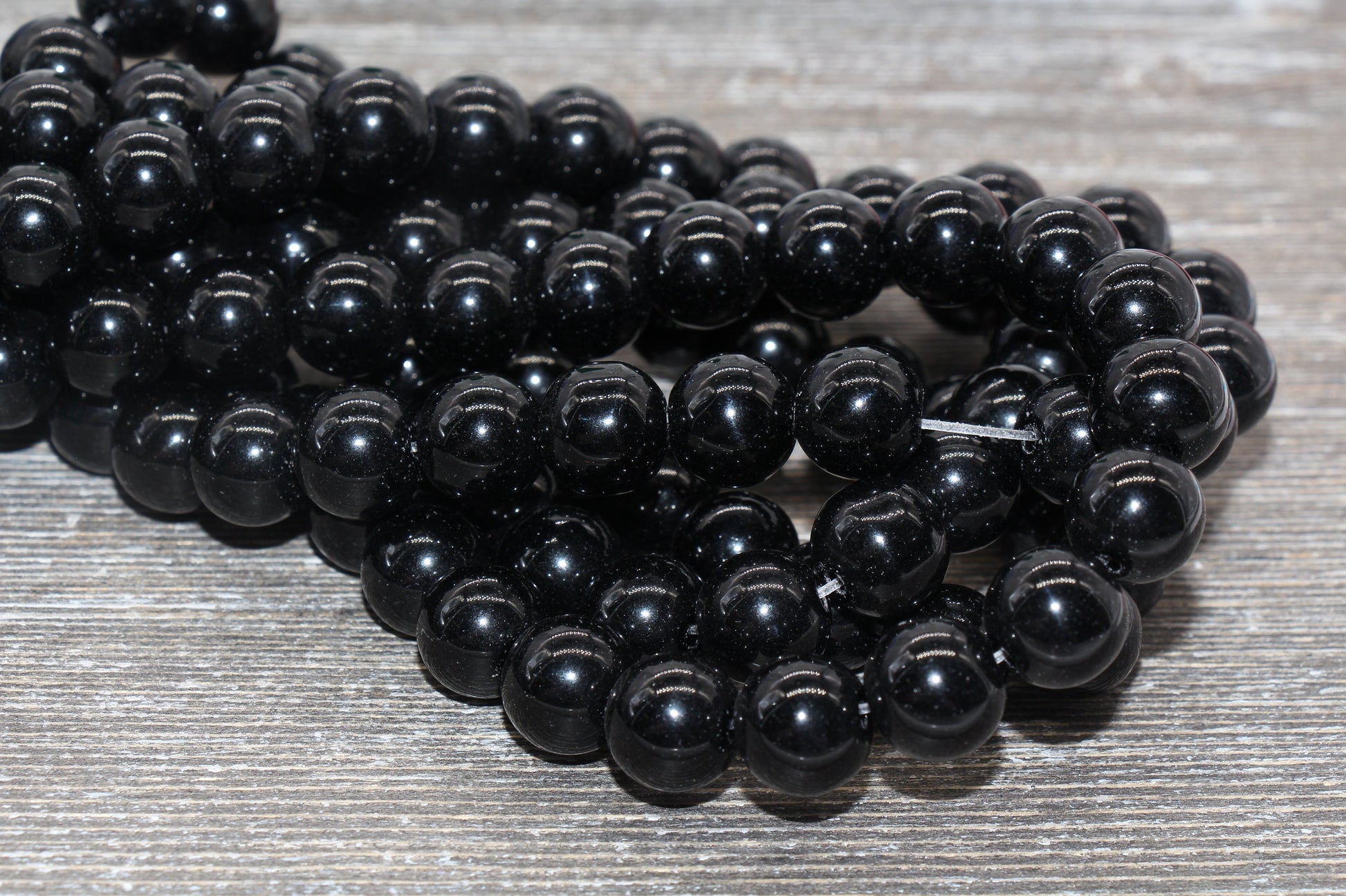 Black Onyx Beads, Smooth Round Beads, Sizes 6mm 8mm 10mm 12mm, Full Strand 15.5 inch, #88