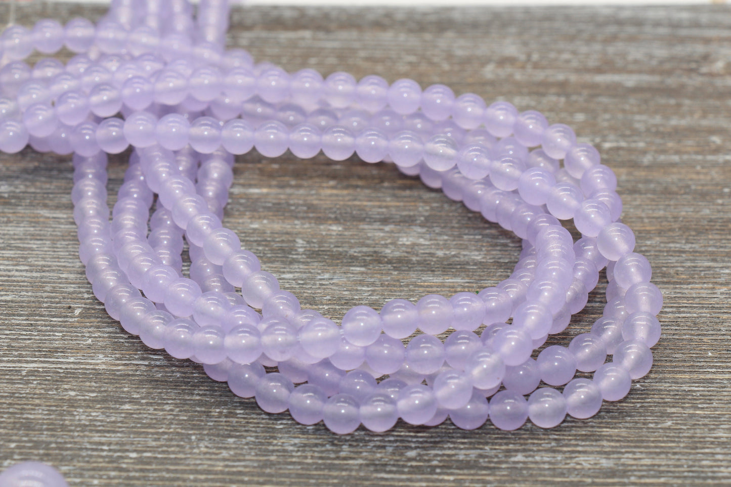 light Purple Jade Beads, Smooth Gemstone Round Loose Beads, Sizes 4mm 6mm 8mm 10mm 12mm, Full Strand 15.5" #203