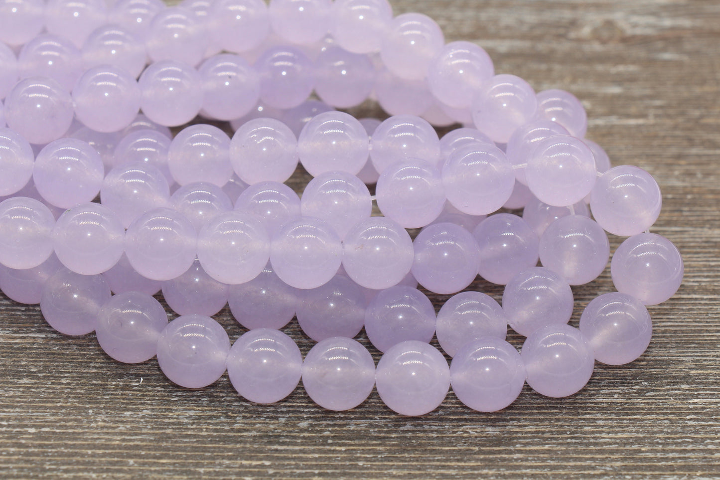 light Purple Jade Beads, Smooth Gemstone Round Loose Beads, Sizes 4mm 6mm 8mm 10mm 12mm, Full Strand 15.5" #203
