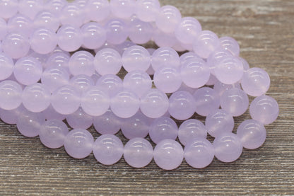 light Purple Jade Beads, Smooth Gemstone Round Loose Beads, Sizes 4mm 6mm 8mm 10mm 12mm, Full Strand 15.5" #203