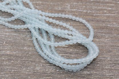 Light Blue Jade Beads, Smooth Gemstone Round Loose Beads, Sizes 4mm 6mm 8mm 10mm 12mm, Full Strand 15.5" #204