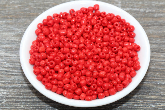5mm Red Glass Seed Beads, 3/0 Red Opaque Czech Seed Beads, Rocailles Beads, Bead Bracelet, Beading Supplies #1416