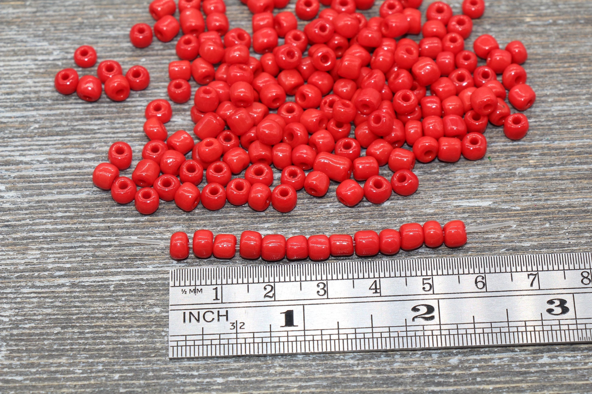 5mm Red Glass Seed Beads, 3/0 Red Opaque Czech Seed Beads, Rocailles Beads, Bead Bracelet, Beading Supplies #1416