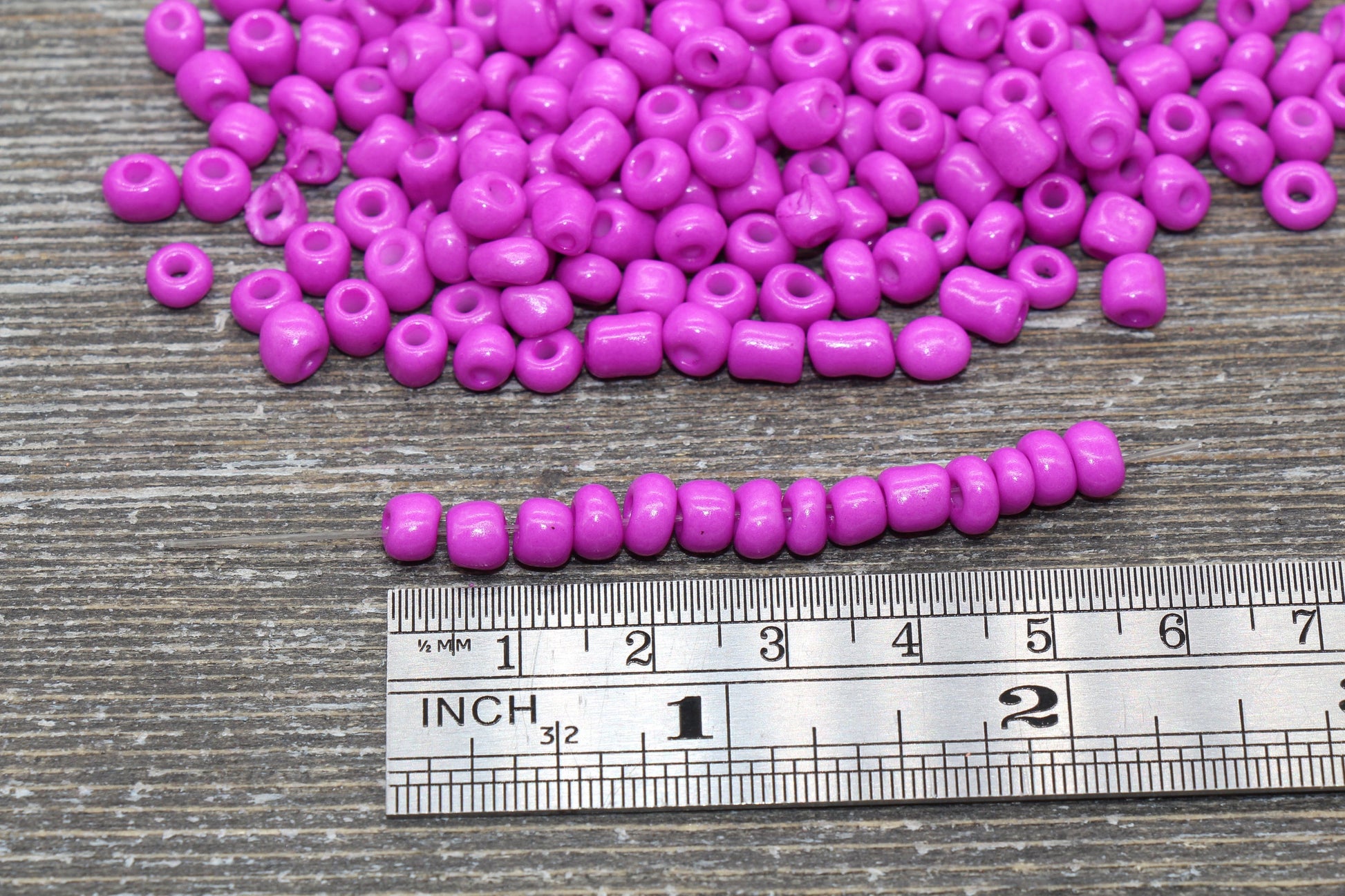 5mm Fuchsia Glass Seed Beads, Size 3/0 Fuchsia Opaque Czech Seed Beads, Rocailles Beads, Bead Bracelet, Beading Supplies #1423