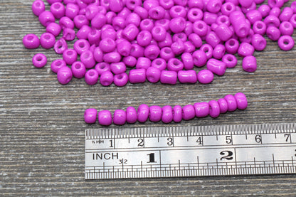 5mm Fuchsia Glass Seed Beads, Size 3/0 Fuchsia Opaque Czech Seed Beads, Rocailles Beads, Bead Bracelet, Beading Supplies #1423