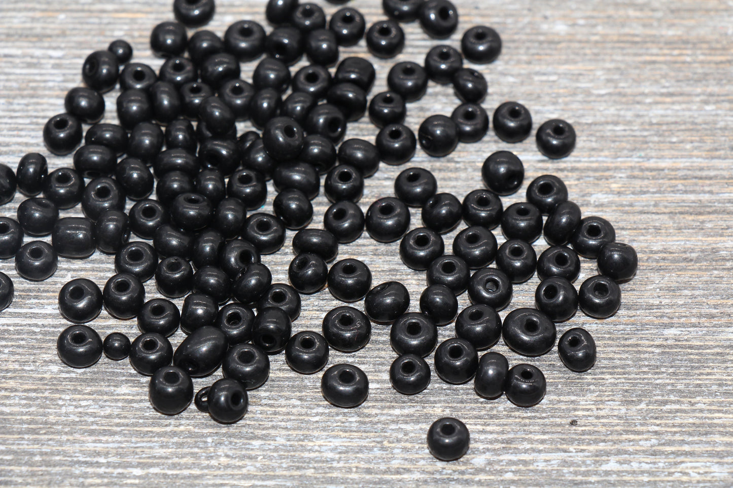 5mm Black Glass Seed Beads, Size 3/0 Black Opaque Czech Seed Beads, Rocailles Beads, Bead Bracelet, Beading Supplies #1424