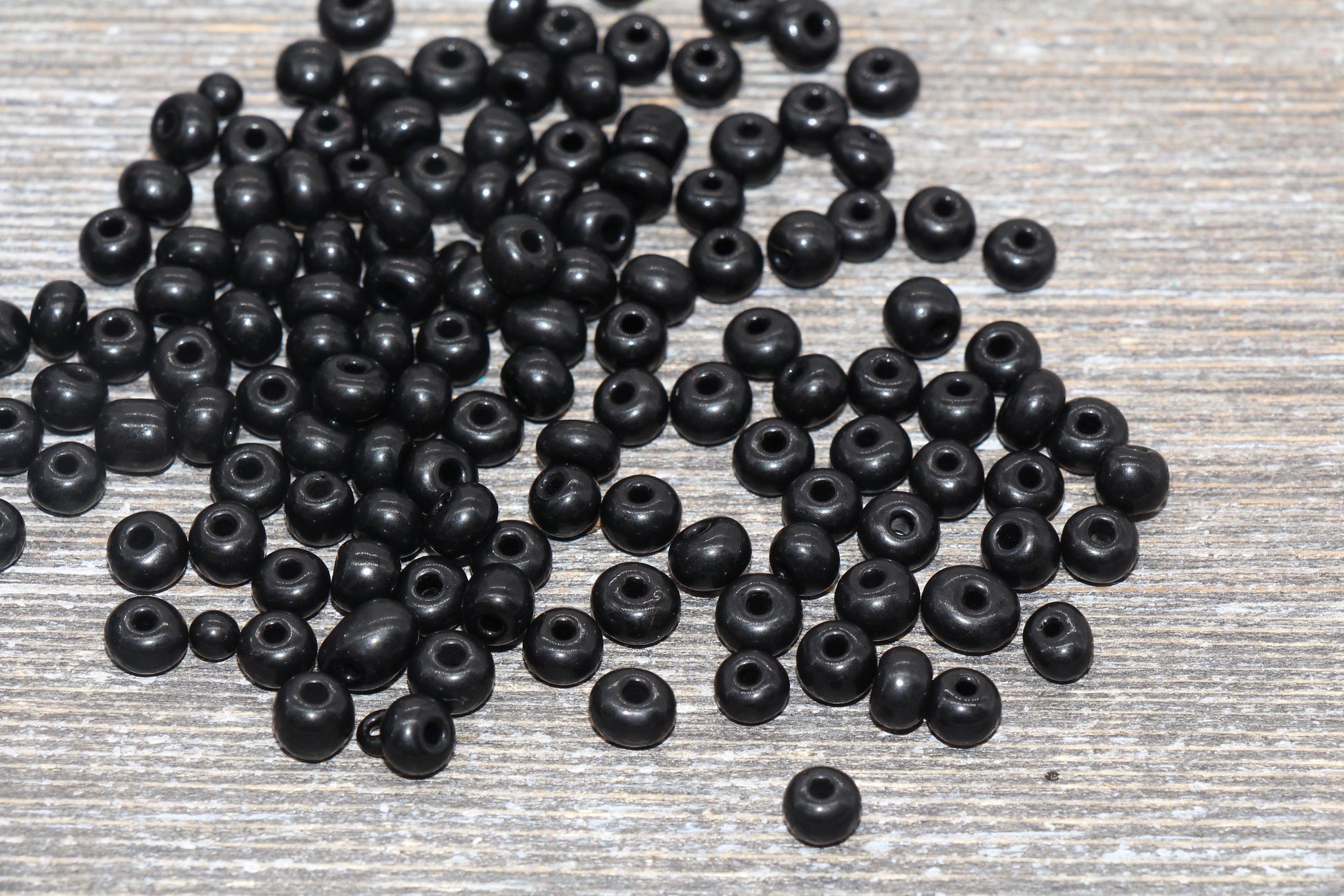 5mm Black Glass Seed Beads, Size 3/0 Black Opaque Czech Seed Beads, Rocailles Beads, Bead Bracelet, Beading Supplies #1424