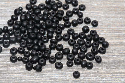 5mm Black Glass Seed Beads, Size 3/0 Black Opaque Czech Seed Beads, Rocailles Beads, Bead Bracelet, Beading Supplies #1424