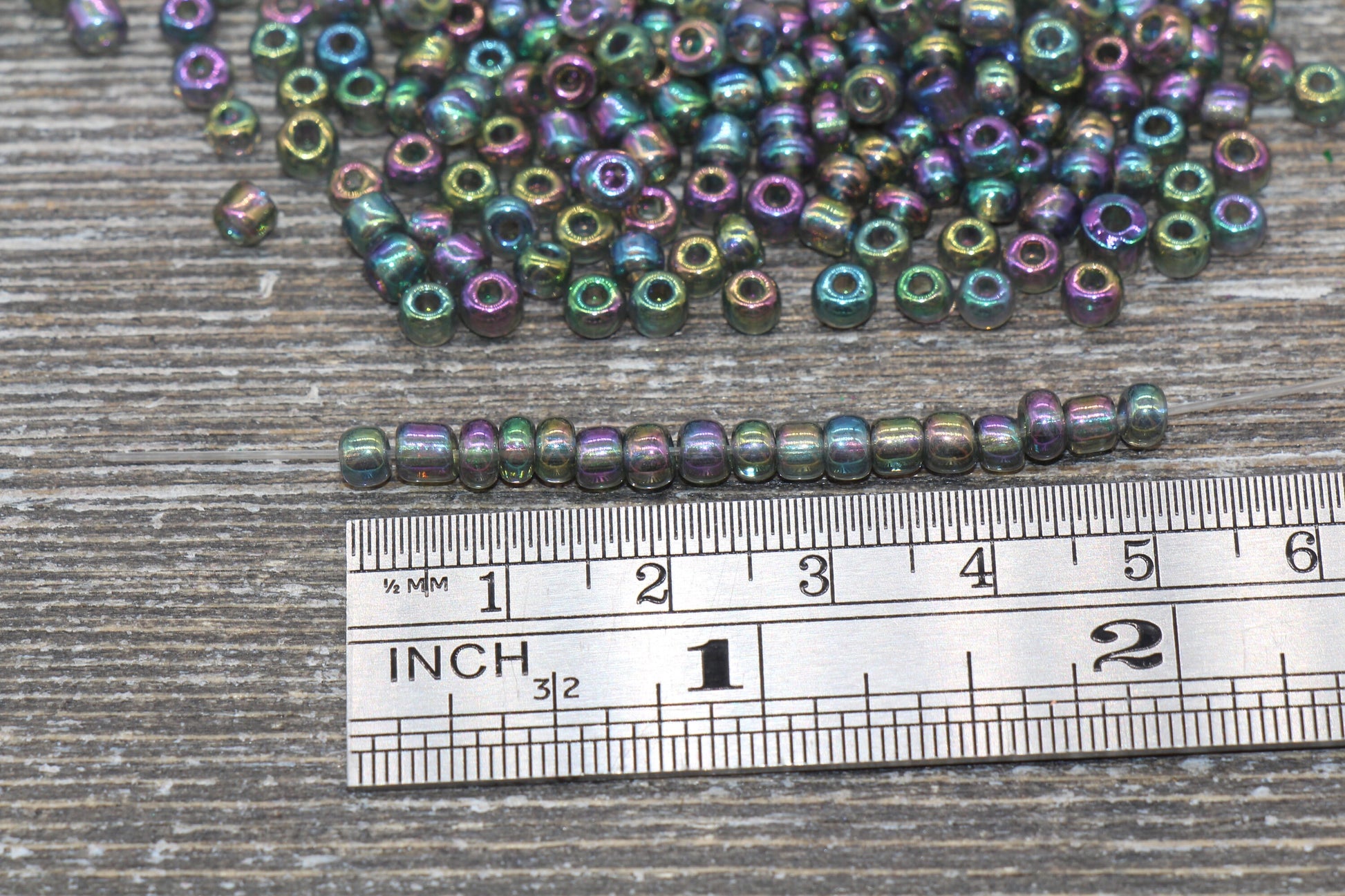 Rainbow Transparent AB Glass Seed Beads, 4mm 6/0 Glass Round Beads, Rainbow Trans Seed Beads, Rocailles Beads, Beading Supplies #1442