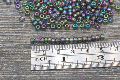 Rainbow Transparent AB Glass Seed Beads, 4mm 6/0 Glass Round Beads, Rainbow Trans Seed Beads, Rocailles Beads, Beading Supplies #1442
