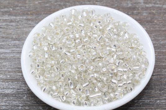 5mm Transparent Glass Beads with Silver Lined, 4mm 6/0 Glass Round Beads, Gold Trans Seed Beads, Rocailles Beads, Beading Supplies #1445