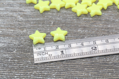 Yellow Star Beads, Yellow Acrylic Star Beads, Plastic Star Beads #1481