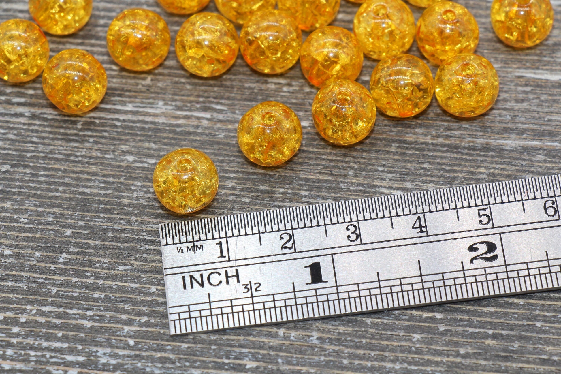 10mm Orange Crackle Gumball Beads, Acrylic Crackle Loose Beads, Bubblegum Beads, Chunky Beads, Smooth Round Plastic Beads #1509